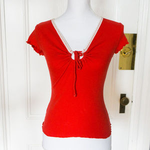 SALE!!!   Red Flutter-Sleeve Top